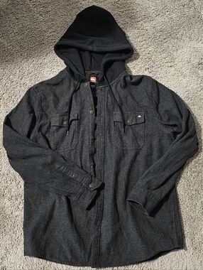 QUICKSILVER Hooded Button-Up Shirt Men's Large